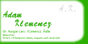 adam klemencz business card