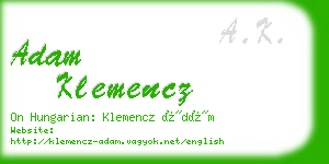 adam klemencz business card